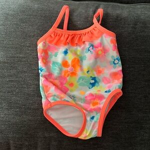 Wonder nation orange baby girl bathing suit, swim suit size 0-3 months